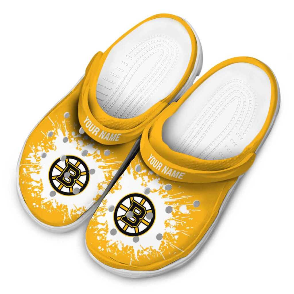 Custom Boston Bruins Splatter Background ClogTVC1801875 - Image 4