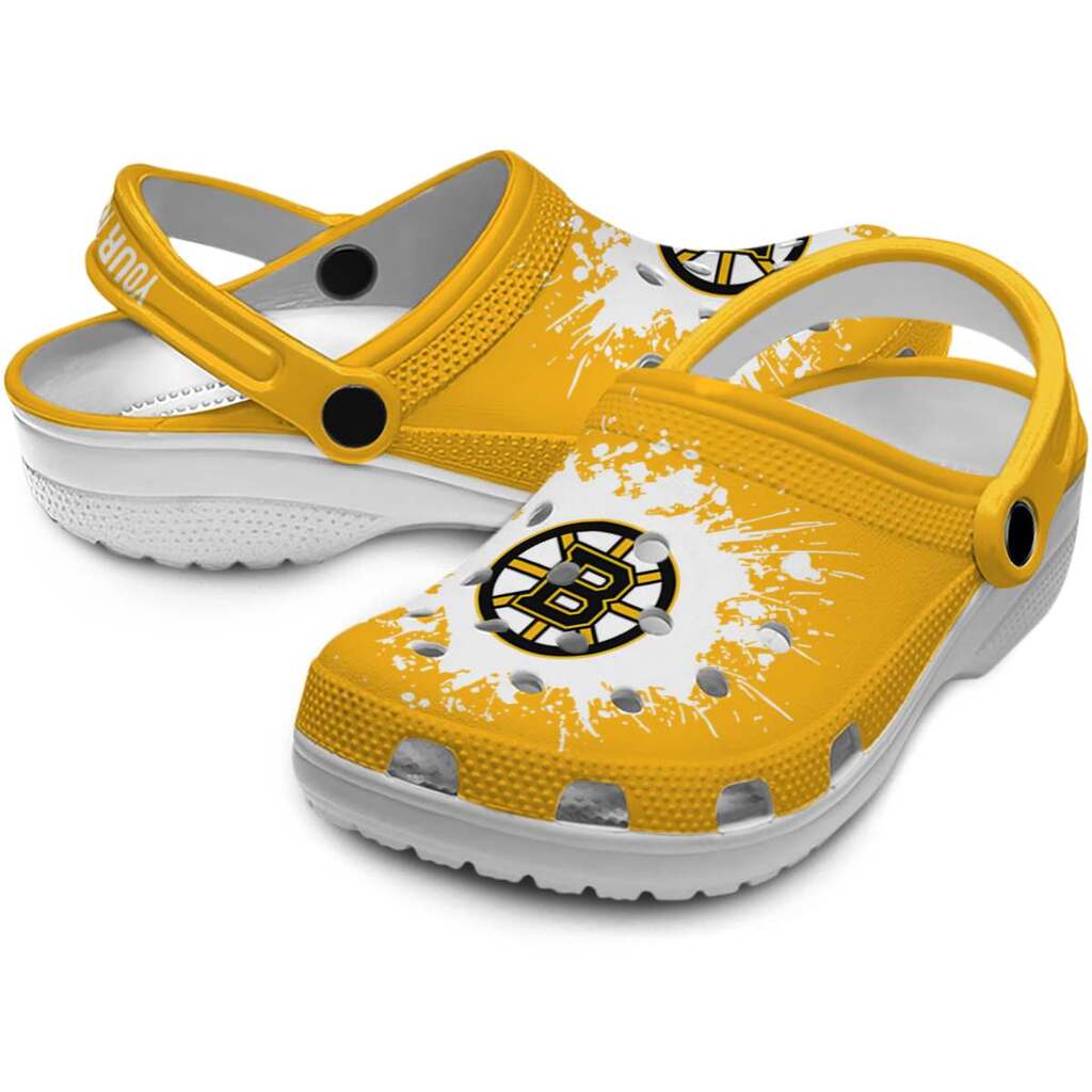 Custom Boston Bruins Splatter Background ClogTVC1801875 - Image 3