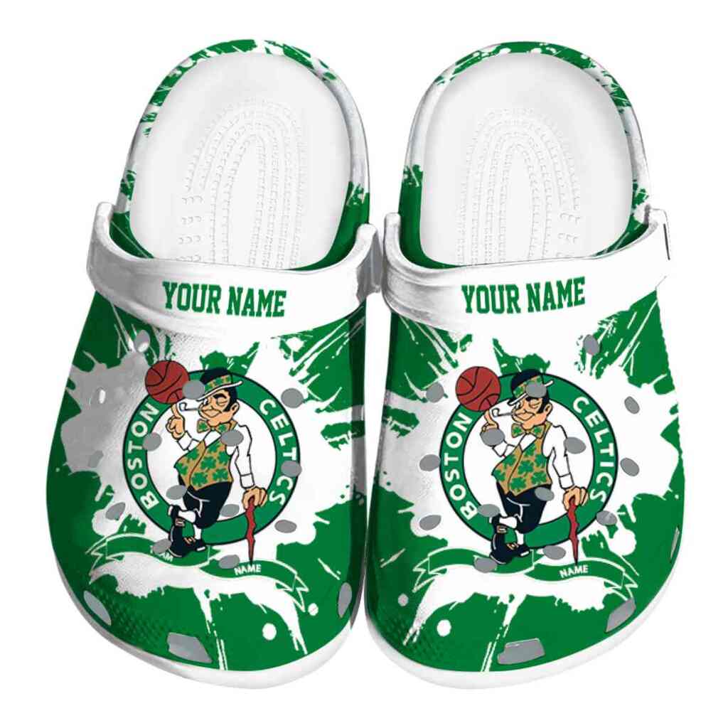 Custom Boston Celtics Splatter Pattern ClogTVC1801912