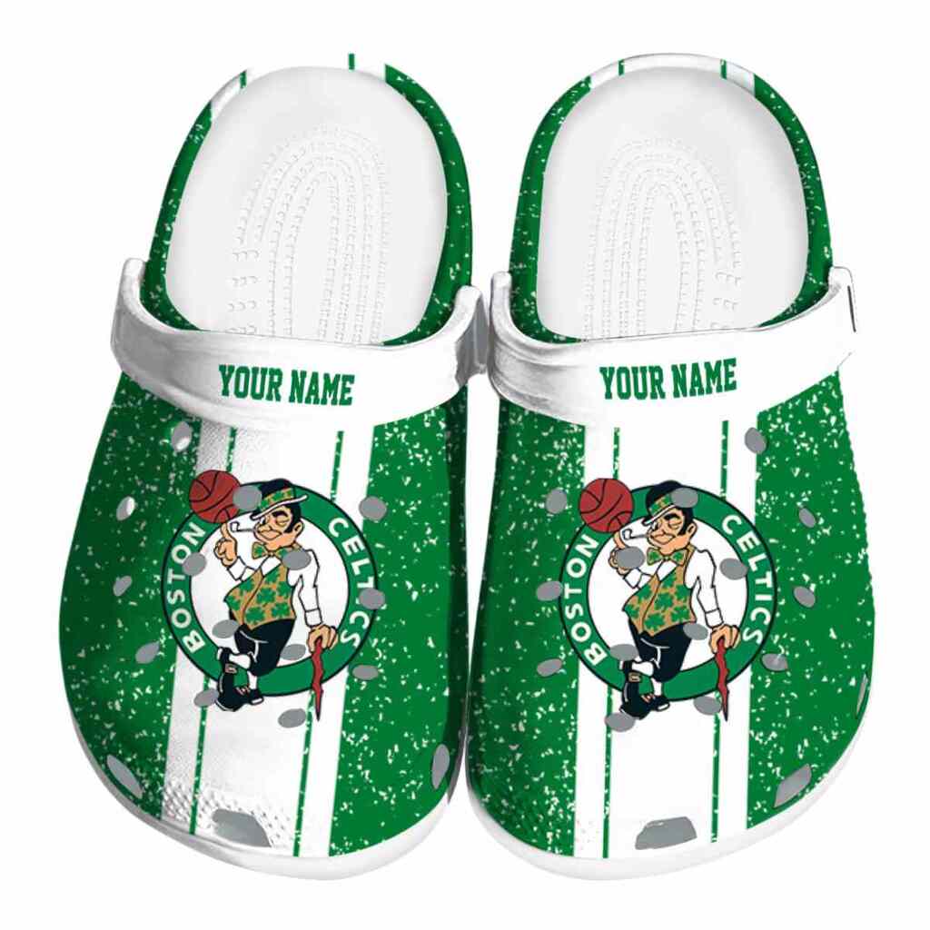 Custom Boston Celtics Vertical Stripes ClogTVC1801912