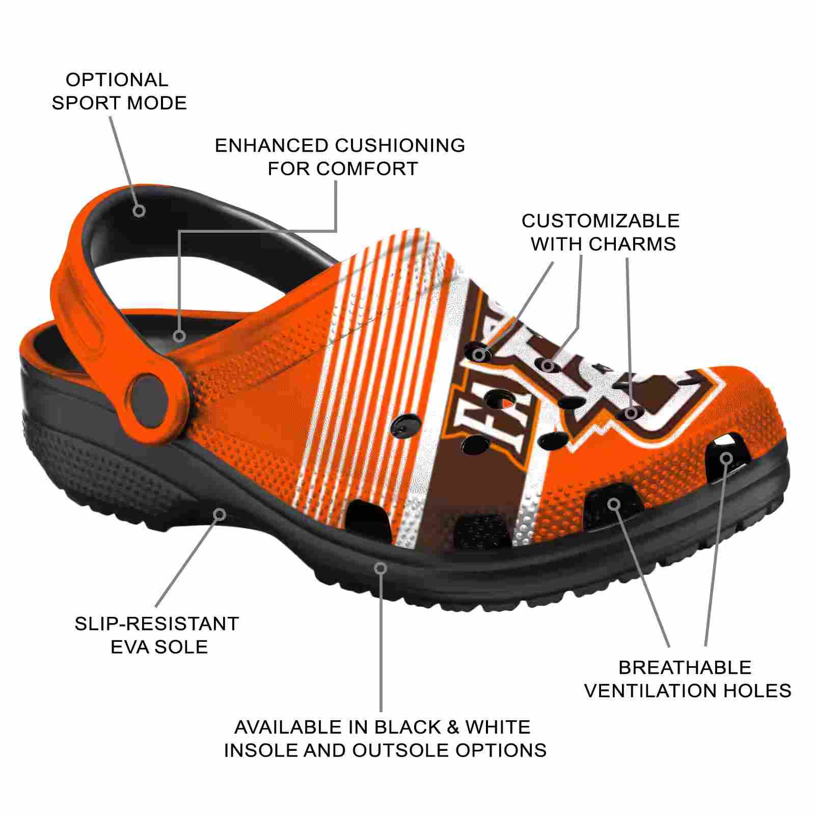 Custom Bowling Green Falcons Vibrant Dual-Tone ClogTVC1801778 - Image 5