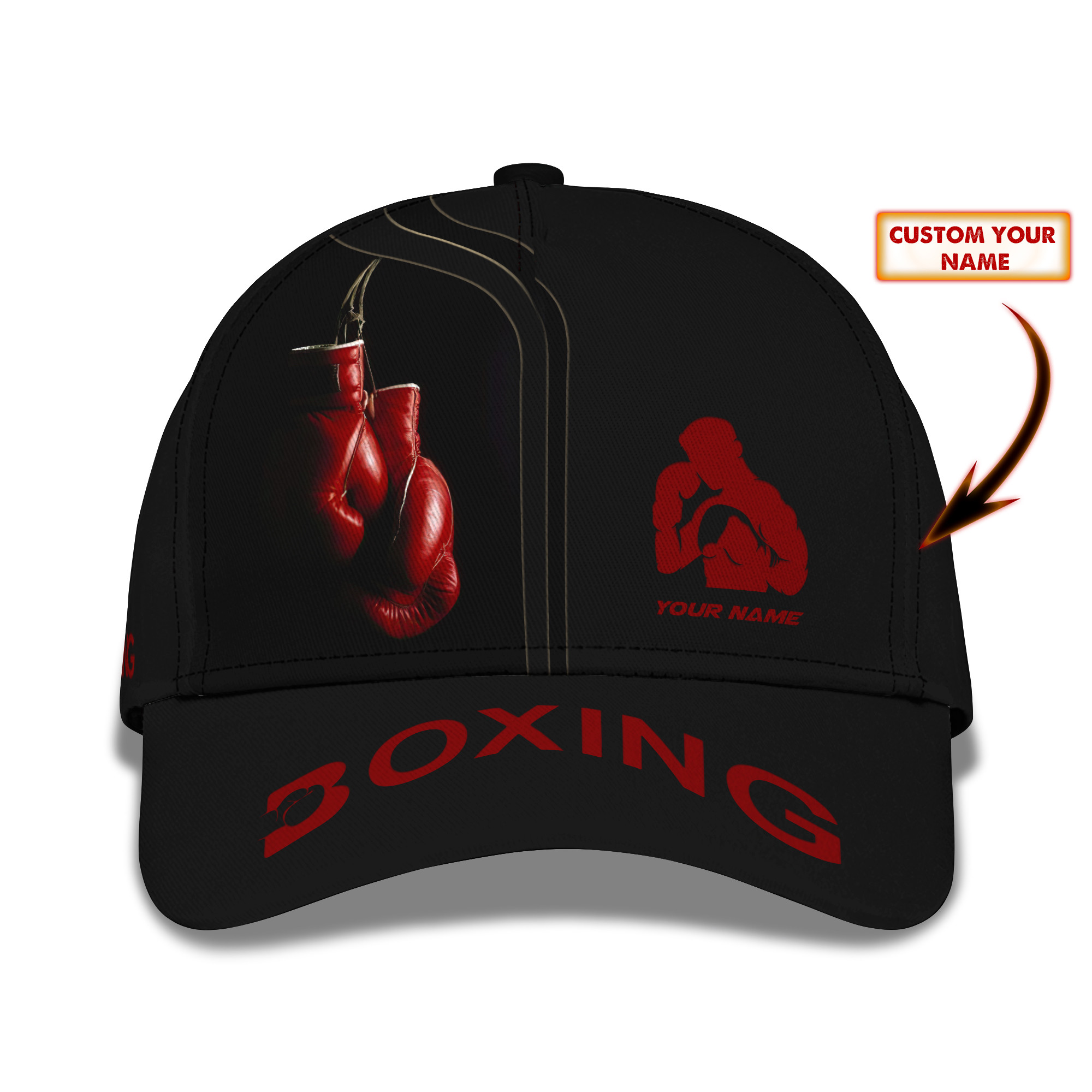 Custom Boxing Cap Red Boxing Gloves 3D Baseball Cap Boxing Classic Cap Trucker Hats Custom Hats Gifts For Men & Women