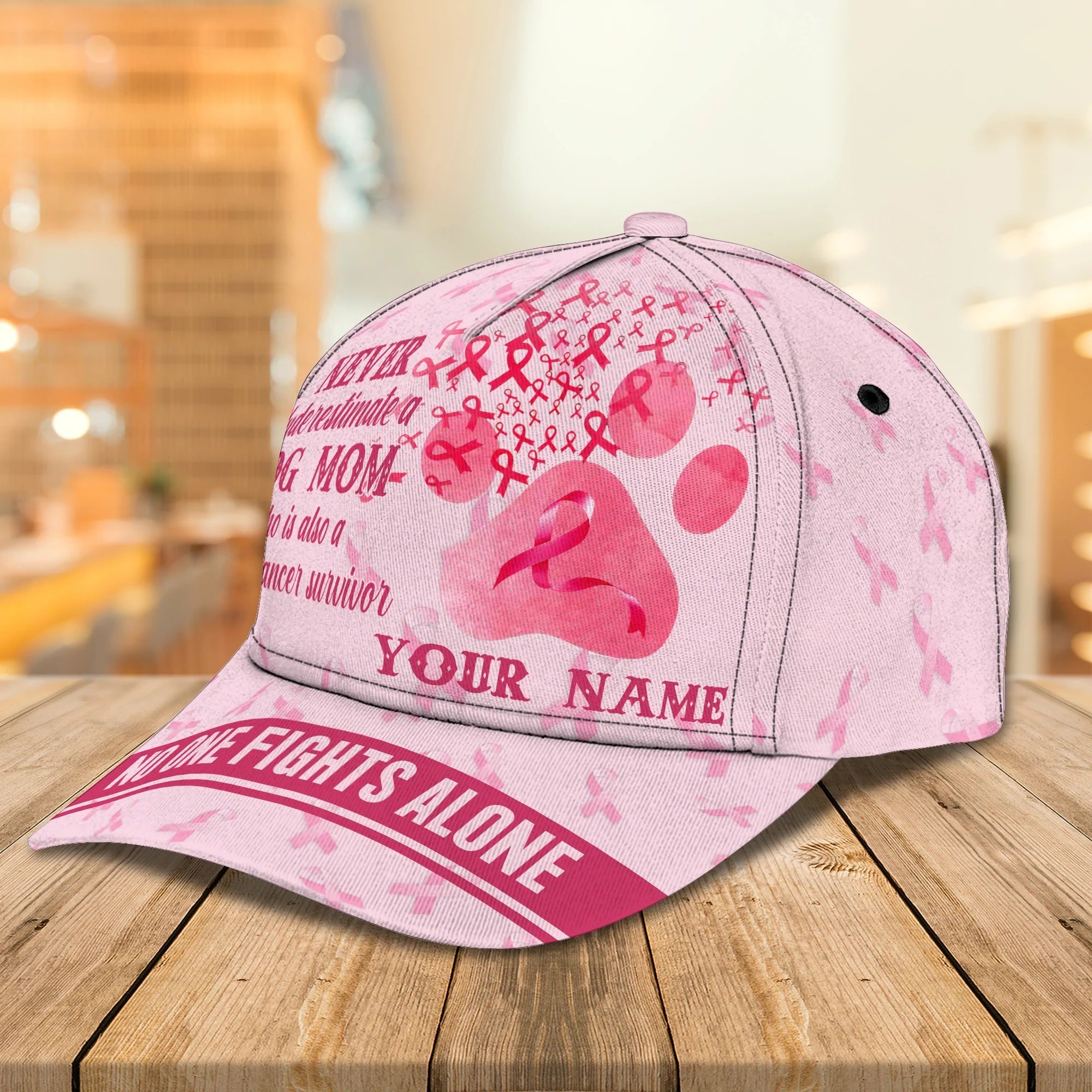 Custom Breast Cancer Survivor Mom Cap Hat, No One Fight Alone Classic Cap, Breast Cancer Gift Trucker Hats Custom Hats Gifts For Men & Women
