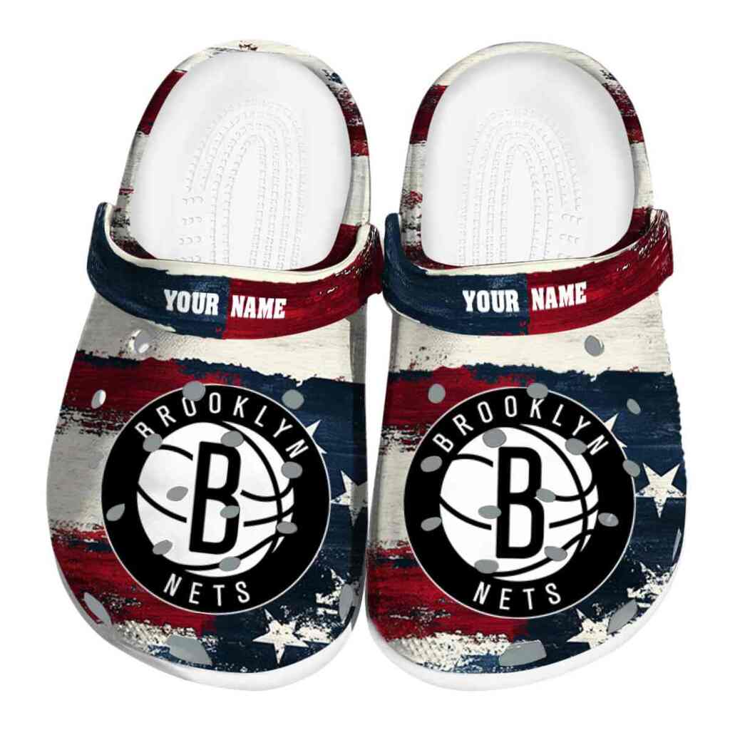 Custom Brooklyn Nets Patriotic Stripes ClogTVC1801681