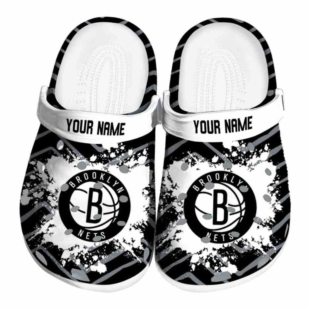 Custom Brooklyn Nets Zigzag Paint Burst ClogTVC1801681
