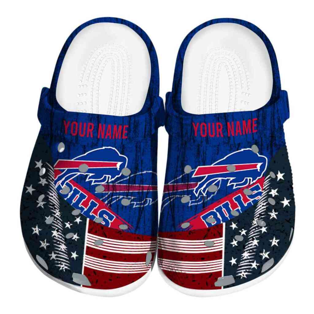 Custom Buffalo Bills Star-Spangled Side Pattern ClogTVC180100