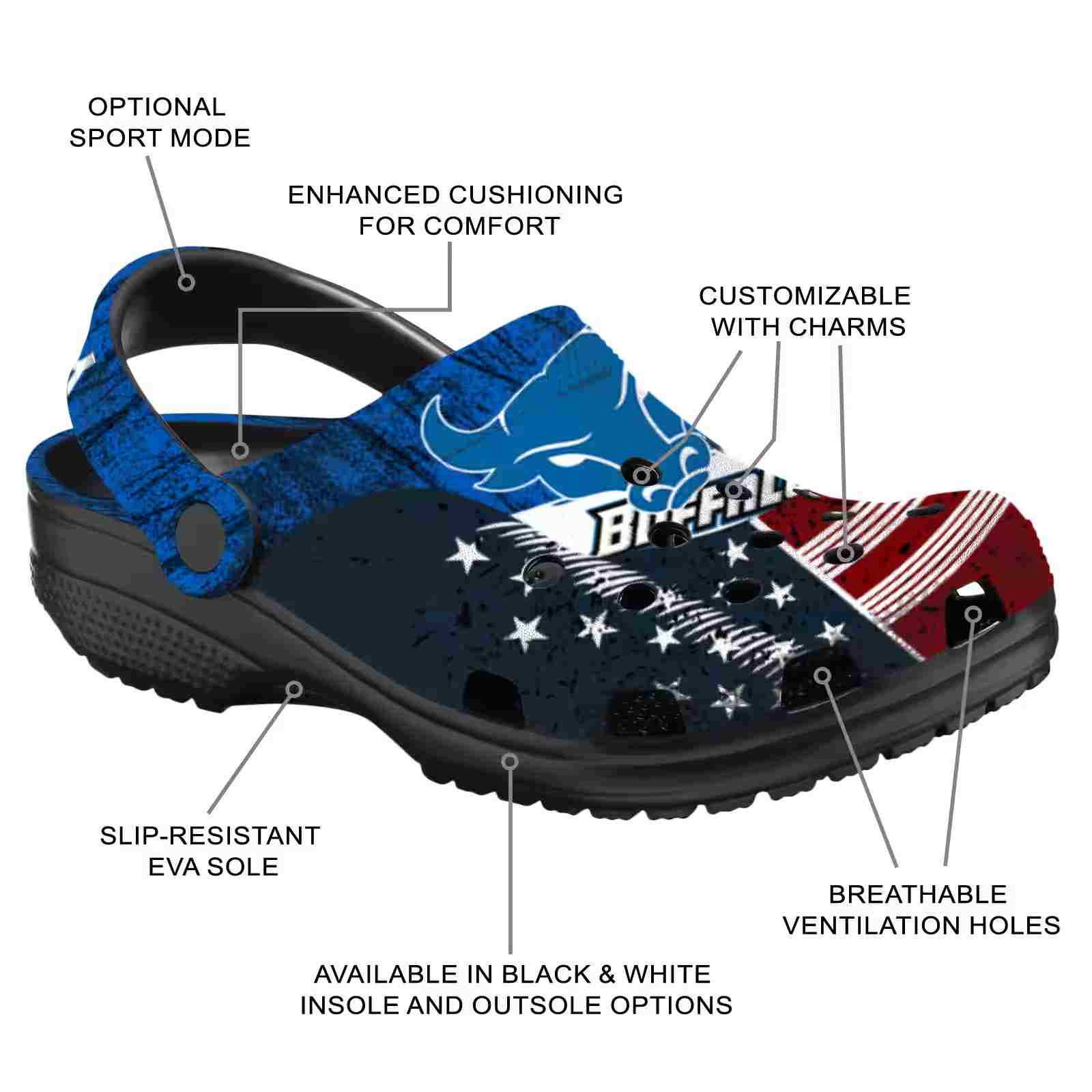 Custom Buffalo Bulls Star-Spangled Side Pattern ClogTVC1801740 - Image 5