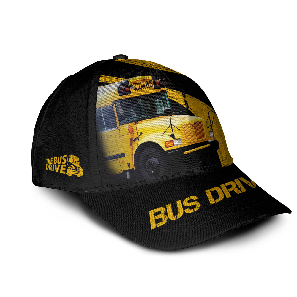 Custom Bus Driver Classic Cap School Bus 3D Print Cap Black & Yellow School Bus Classic Cap Trucker Hats Custom Hats Gifts For Men & Women