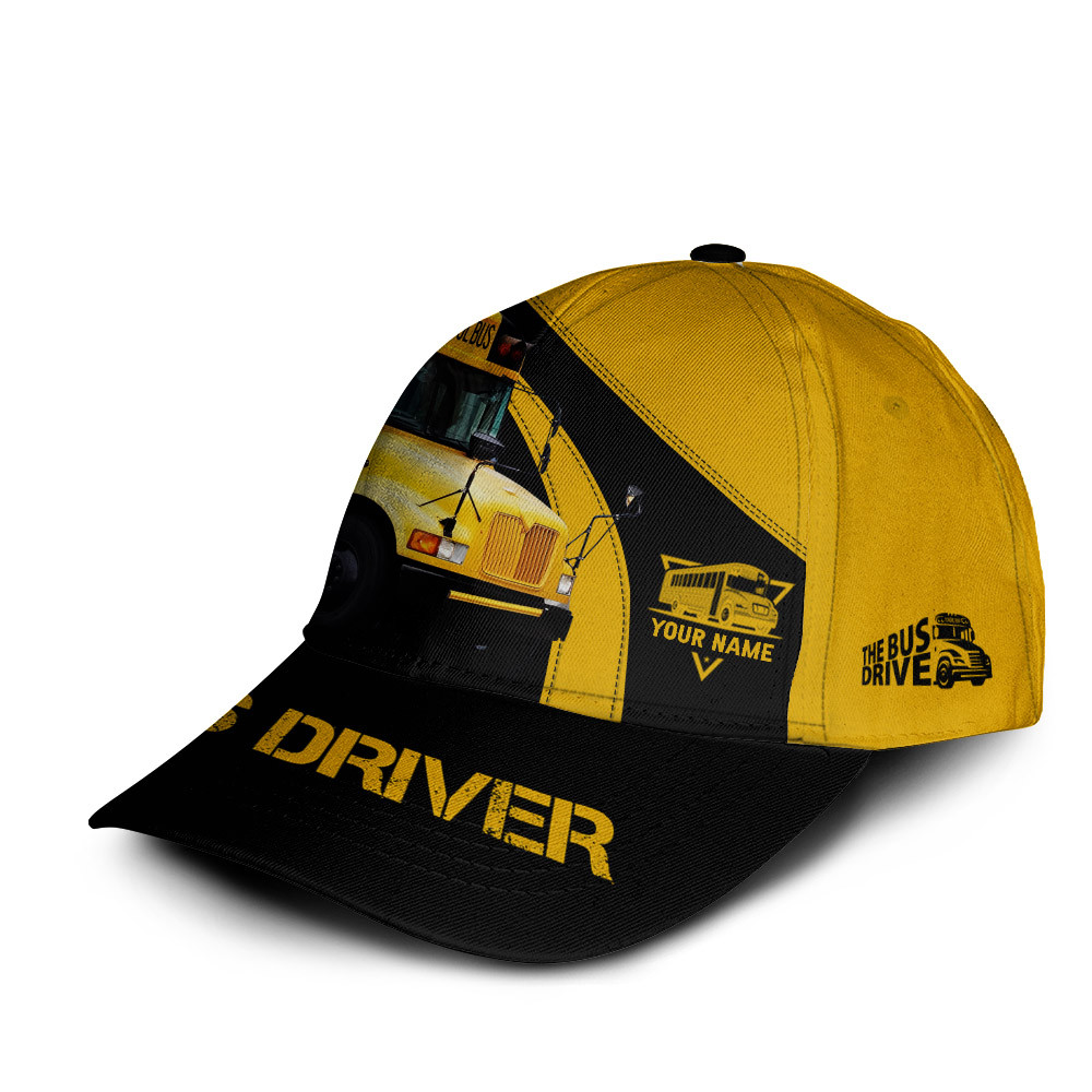 Custom Bus Driver Classic Cap School Bus 3D Print Cap Black & Yellow School Bus Classic Cap Trucker Hats Custom Hats Gifts For Men & Women