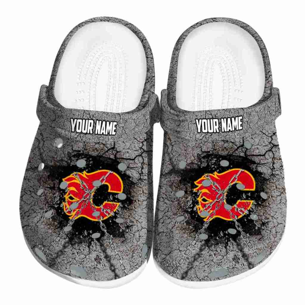 Custom Calgary Flames Cracked Ground Texture ClogTVC1801862