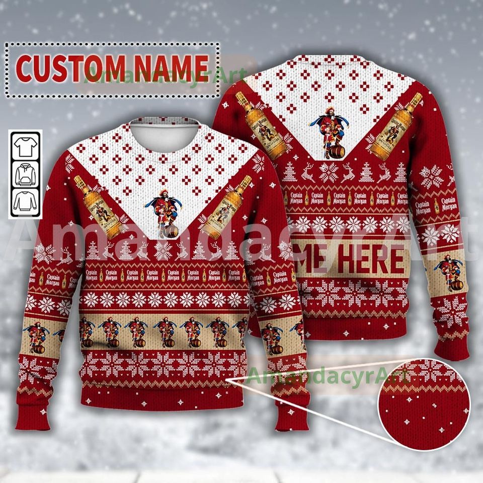 Custom Captain morgan Whisky Ugly Christmas Sweater