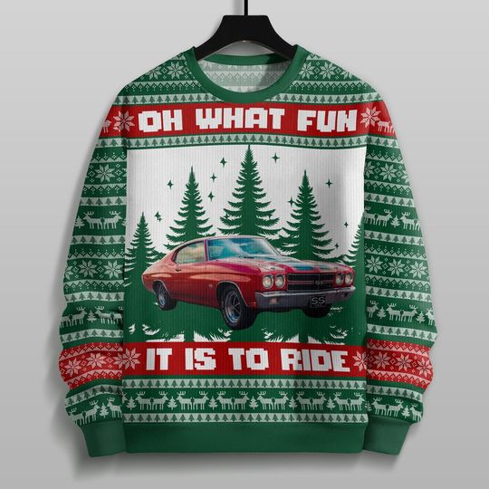 Custom Car Photo Oh What Fun It Is To Ride For Men, Car Lovers Sweater - Image 6