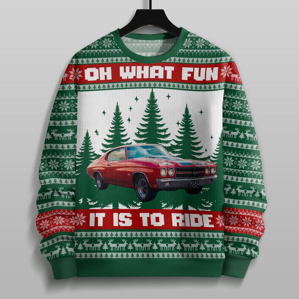 Custom Car Photo Oh What Fun It Is To Ride For Men, Car Lovers Sweater - Image 3