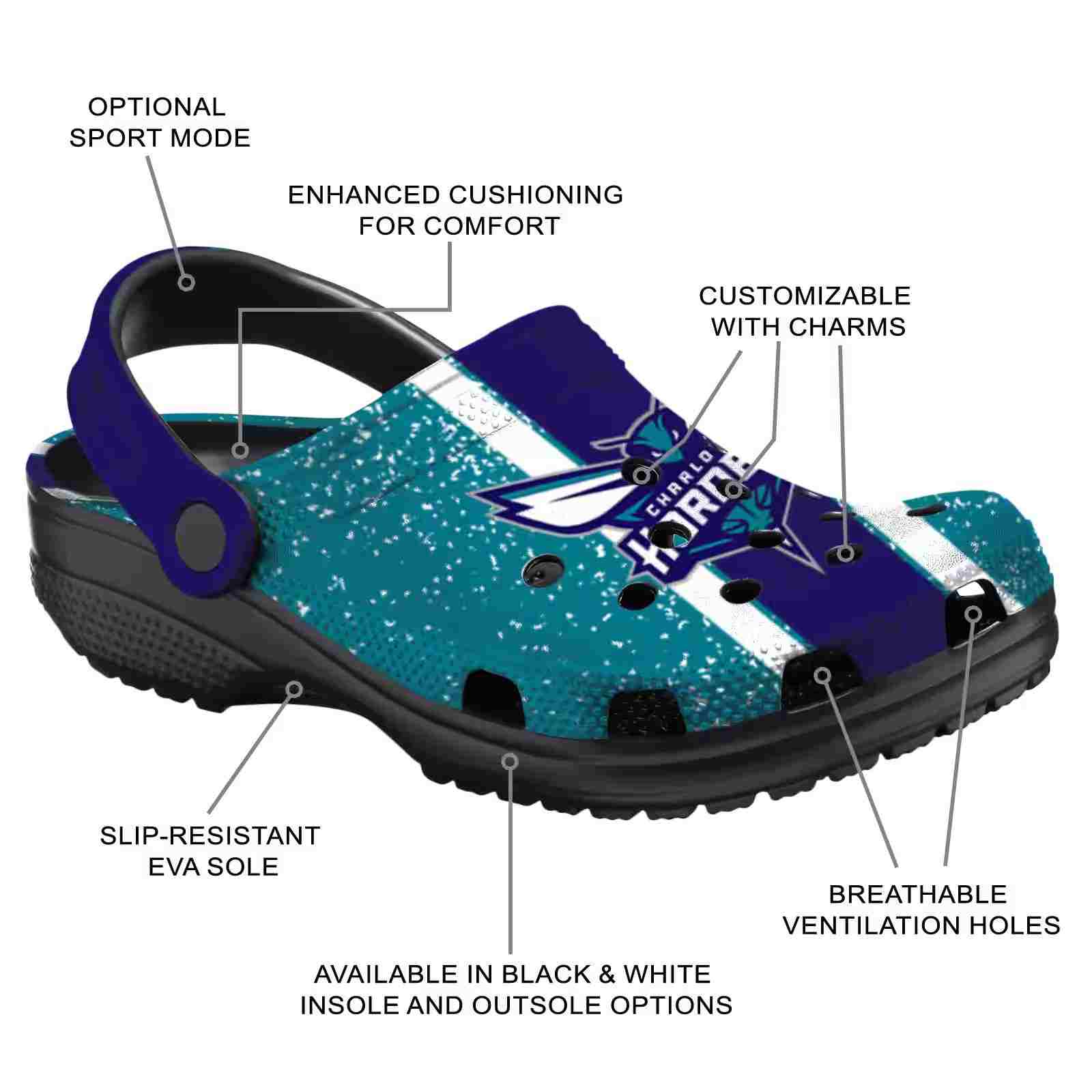 Custom Charlotte Hornets Vertical Stripes ClogTVC1801682 - Image 5