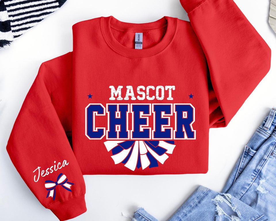 Custom Cheer Sweatshirt,Blue and White Cheer Sweater ,Cheer Squad Sweaters - Image 4