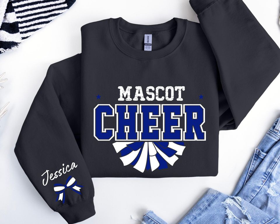 Custom Cheer Sweatshirt,Blue and White Cheer Sweater ,Cheer Squad Sweaters - Image 5