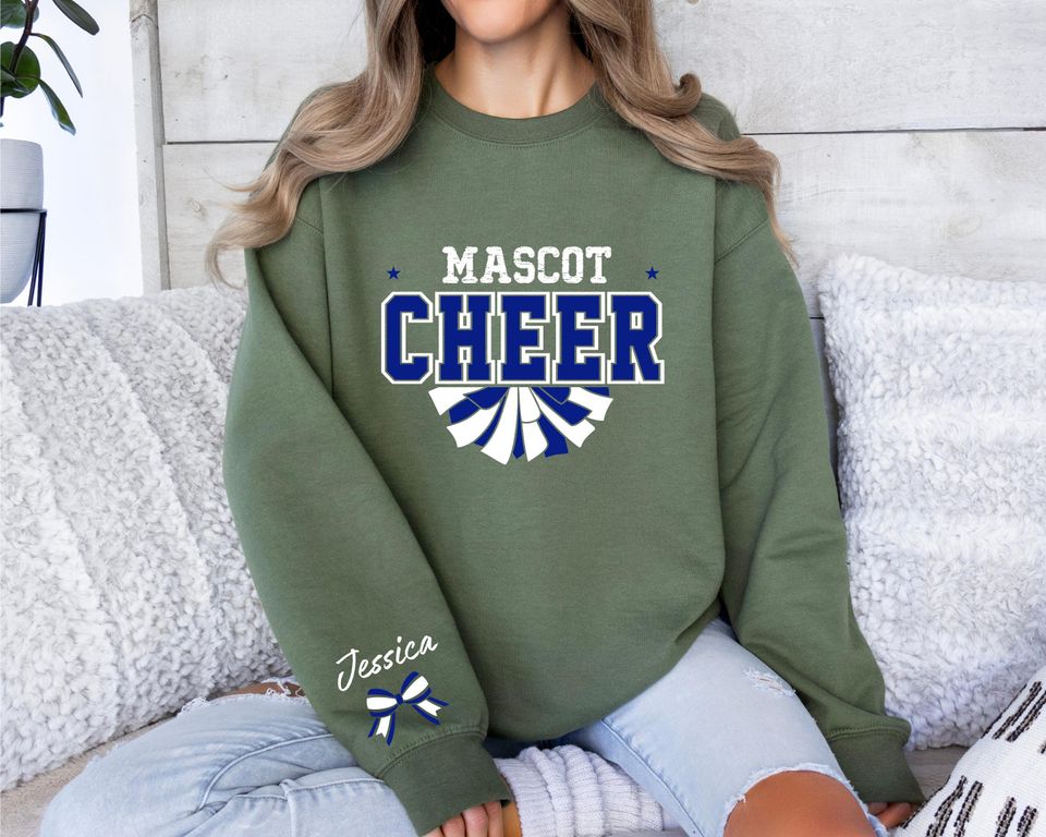 Custom Cheer Sweatshirt,Blue and White Cheer Sweater ,Cheer Squad Sweaters - Image 8