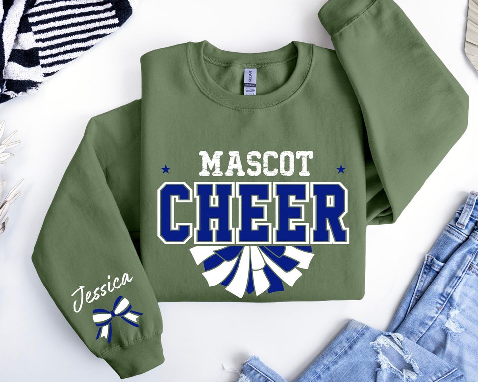 Custom Cheer Sweatshirt,Blue and White Cheer Sweater ,Cheer Squad Sweaters - Image 6