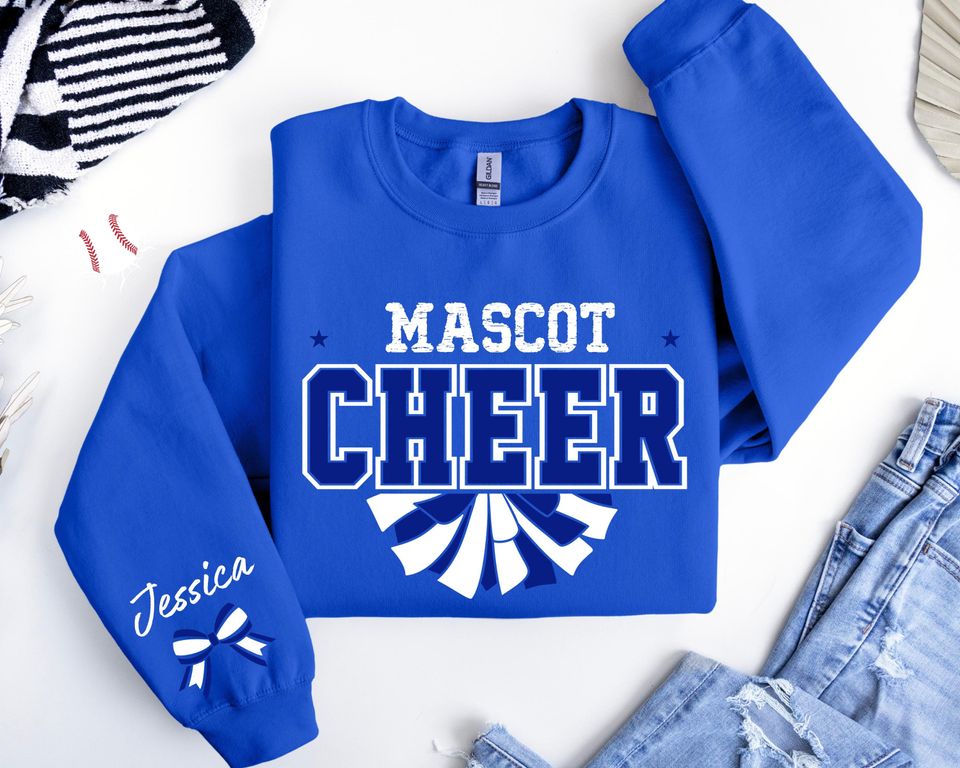 Custom Cheer Sweatshirt,Blue and White Cheer Sweater ,Cheer Squad Sweaters - Image 3