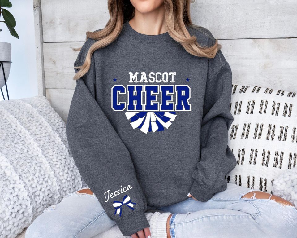 Custom Cheer Sweatshirt,Blue and White Cheer Sweater ,Cheer Squad Sweaters - Image 7