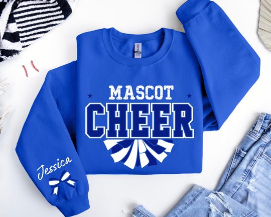 Custom Cheer Sweatshirt,Blue and White Cheer Sweater ,Cheer Squad Sweaters - Image 11