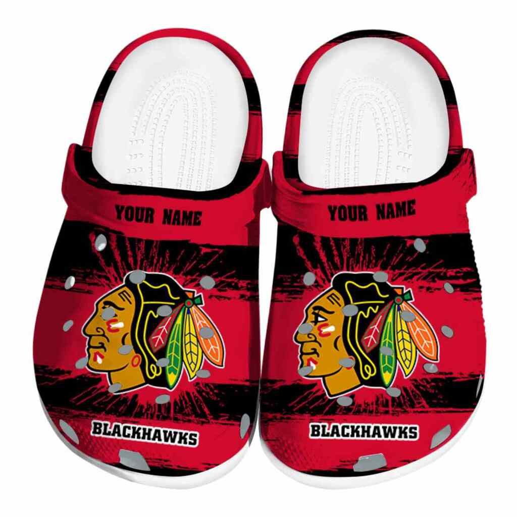Custom Chicago Blackhawks Paint Splatter Graphics ClogTVC1801865