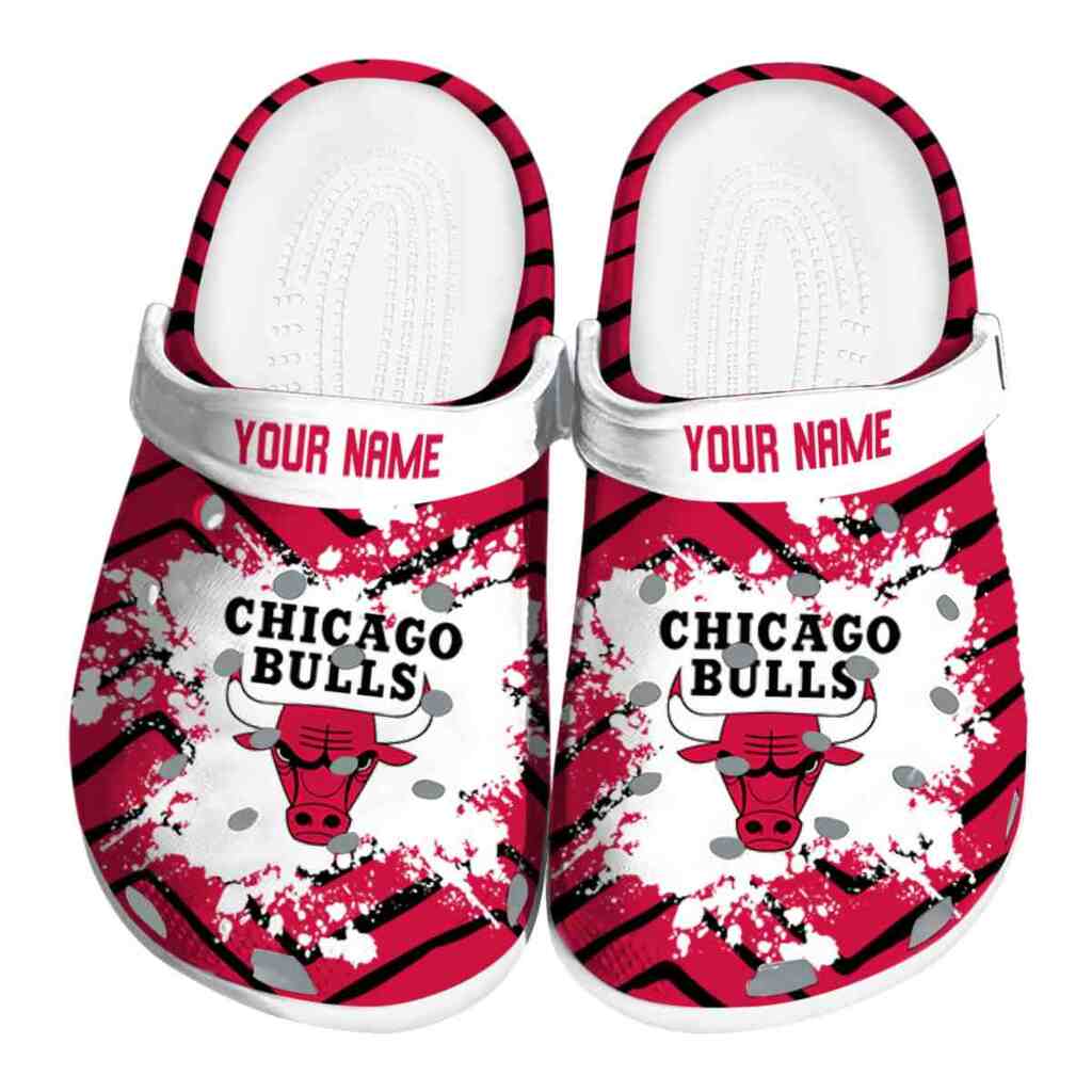 Custom Chicago Bulls Zigzag Paint Burst ClogTVC1801915