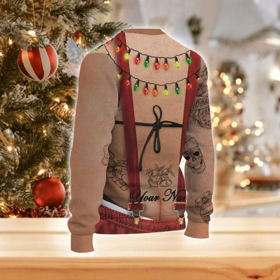 Custom Christmas Funny Holiday Big Fat Hairy Red Pant Guy Ugly Sweater TKA79, Santa party sweater - Image 4