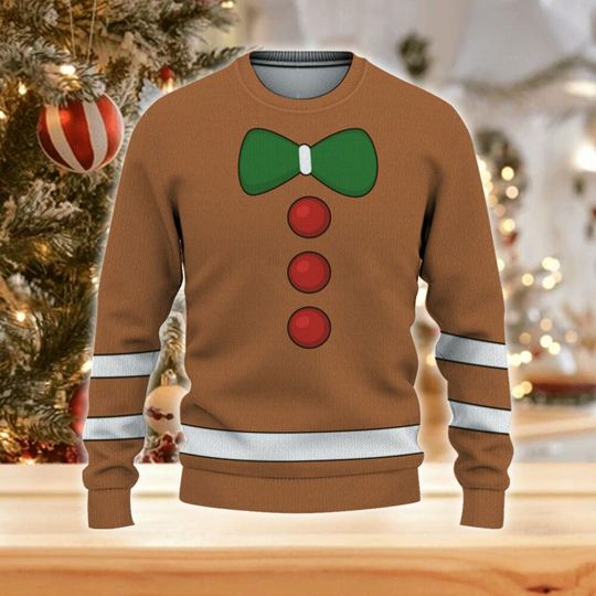 Custom Christmas Funny Holiday Ginger Bread Suit Ugly Sweater TKA79, Ginger Bread Cosplay Ugly Sweater - Image 8