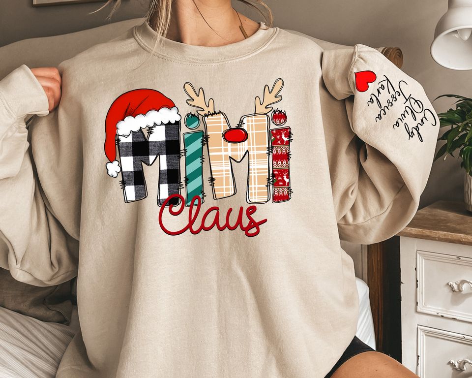 Custom Christmas Mimi Claus Sweatshirt with Kids' Names