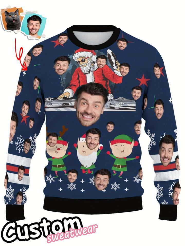Custom Christmas Sweater - Personalized Santa DJ & Holiday Design