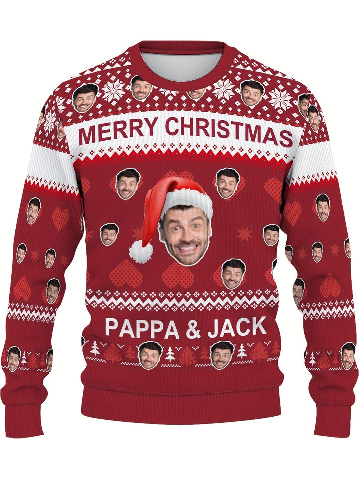 Custom Christmas Sweatshirt with Face Print