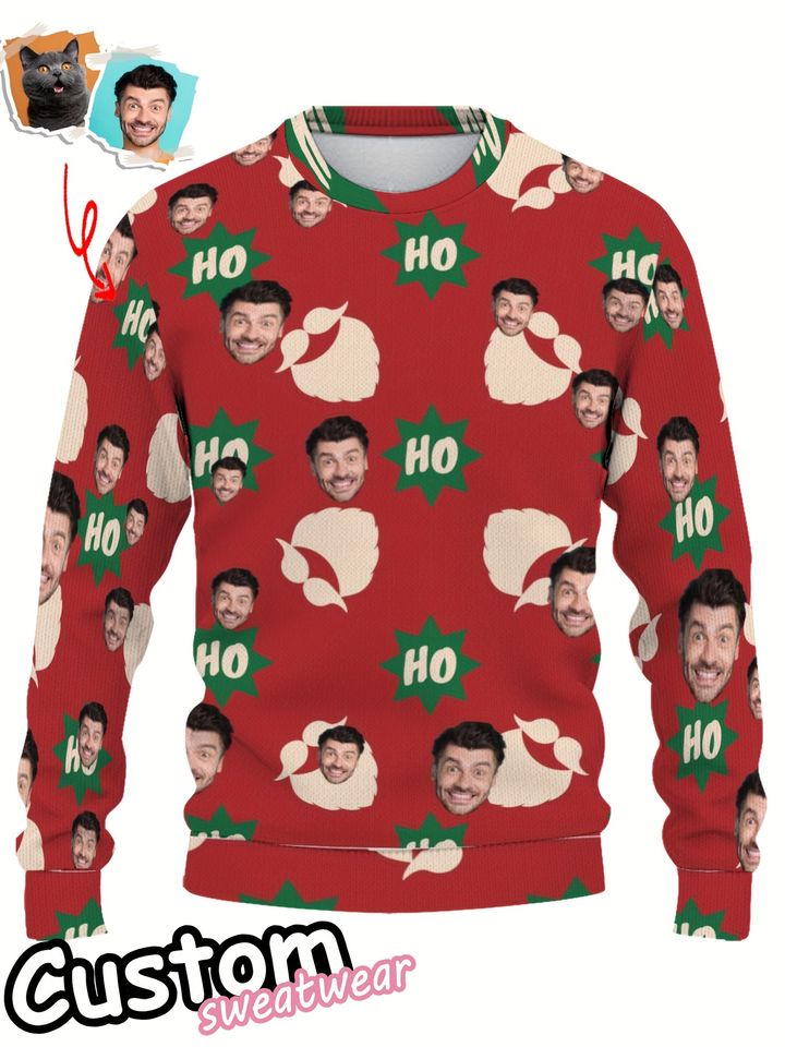 Custom Christmas Sweatshirt with Personalized Face Print