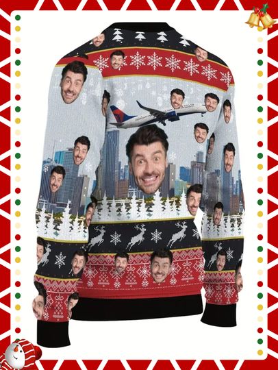 Custom Christmas Ugly Sweater - Personalized Holiday Design with Snowflakes, Reindeer & Festive Motifs - Image 10