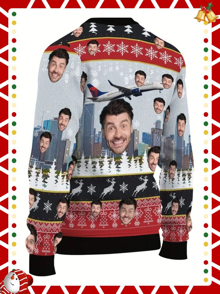 Custom Christmas Ugly Sweater - Personalized Holiday Design with Snowflakes, Reindeer & Festive Motifs - Image 5