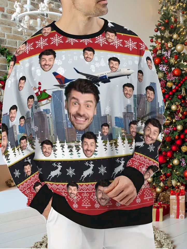 Custom Christmas Ugly Sweater - Personalized Holiday Design with Snowflakes, Reindeer & Festive Motifs