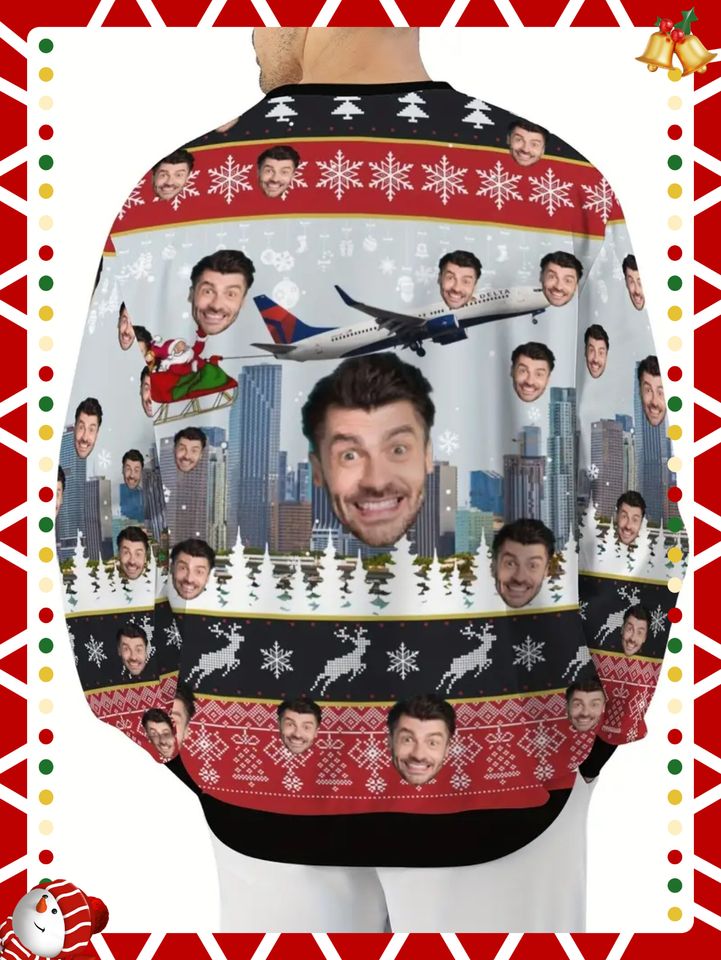 Custom Christmas Ugly Sweater - Personalized Holiday Design with Snowflakes, Reindeer & Festive Motifs - Image 3
