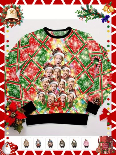 Custom Christmas Ugly Sweater with Photo, Funny Holiday Crewneck - Image 6