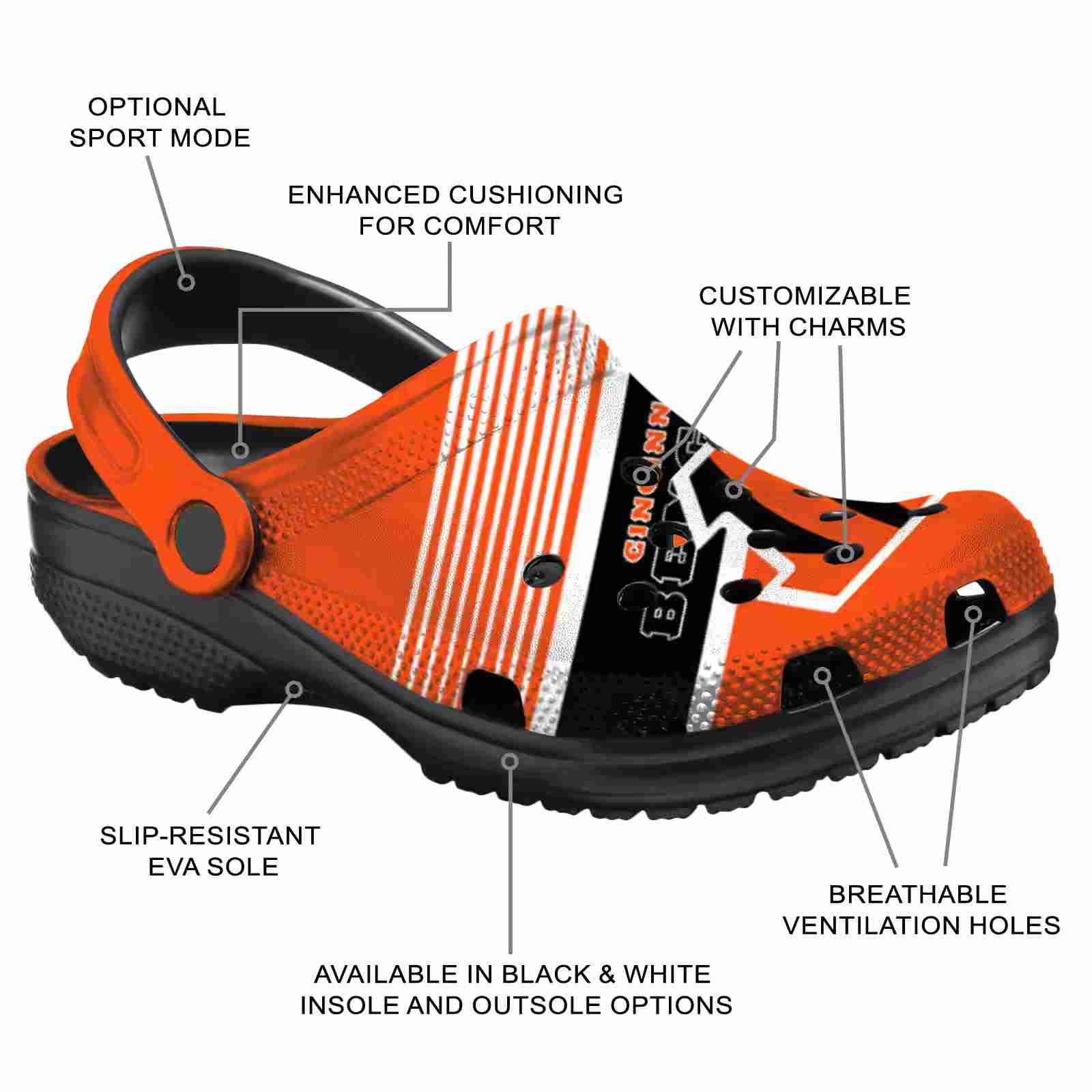 Custom Cincinnati Bengals Vibrant Dual-Tone ClogTVC180100 - Image 5