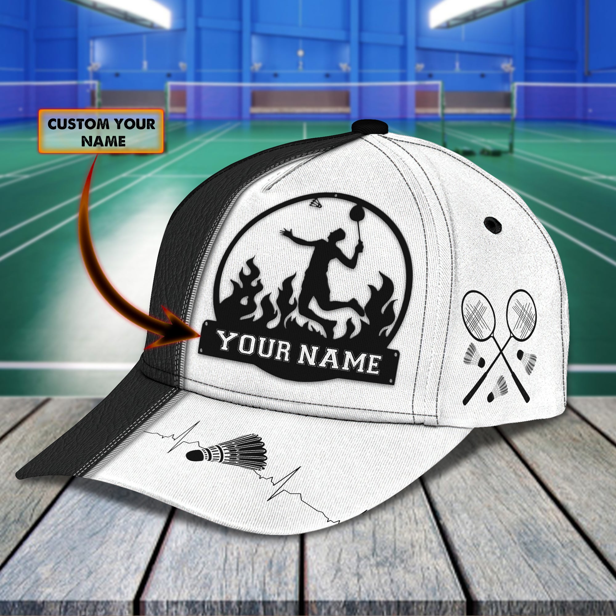 Custom Classic Badminton Cap - Personalized Name Hat Trucker Hats Custom Hats Gifts For Men & Women