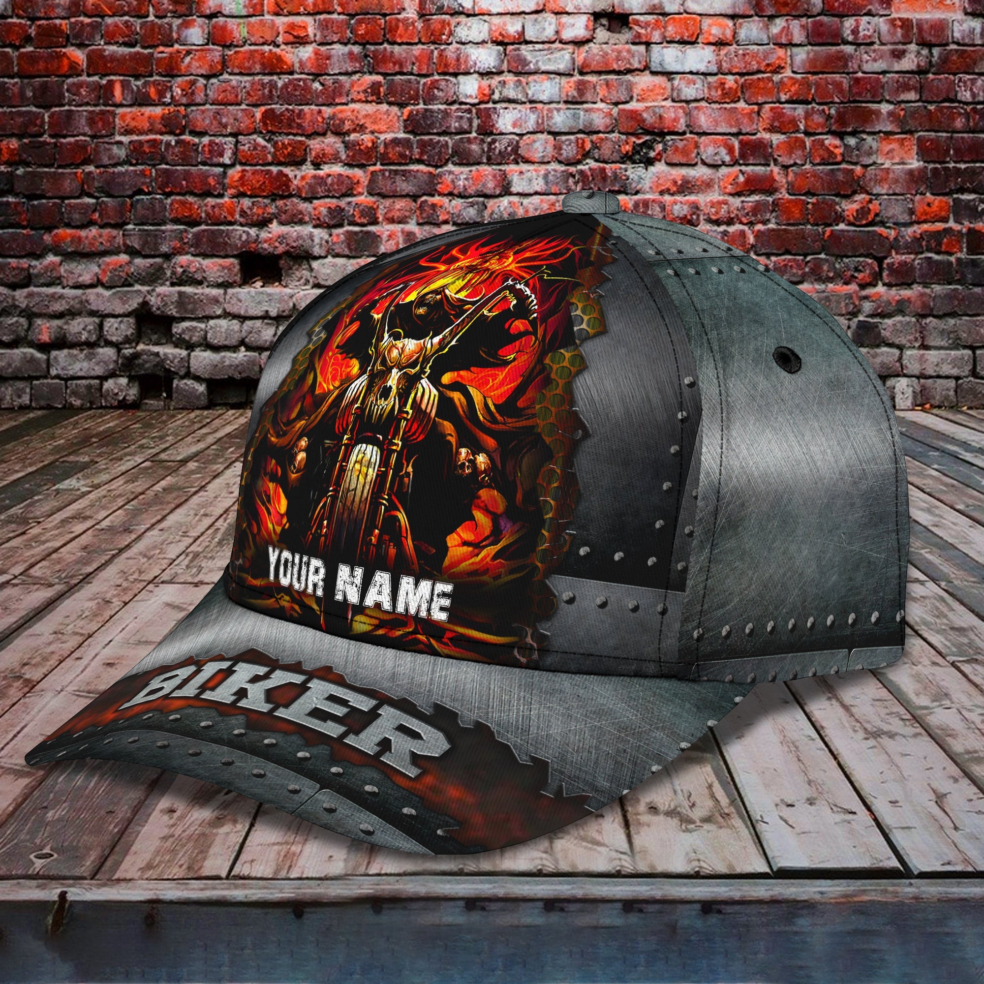 Custom Classic Biker Cap - Personalized Name Trucker Hats Custom Hats Gifts For Men & Women