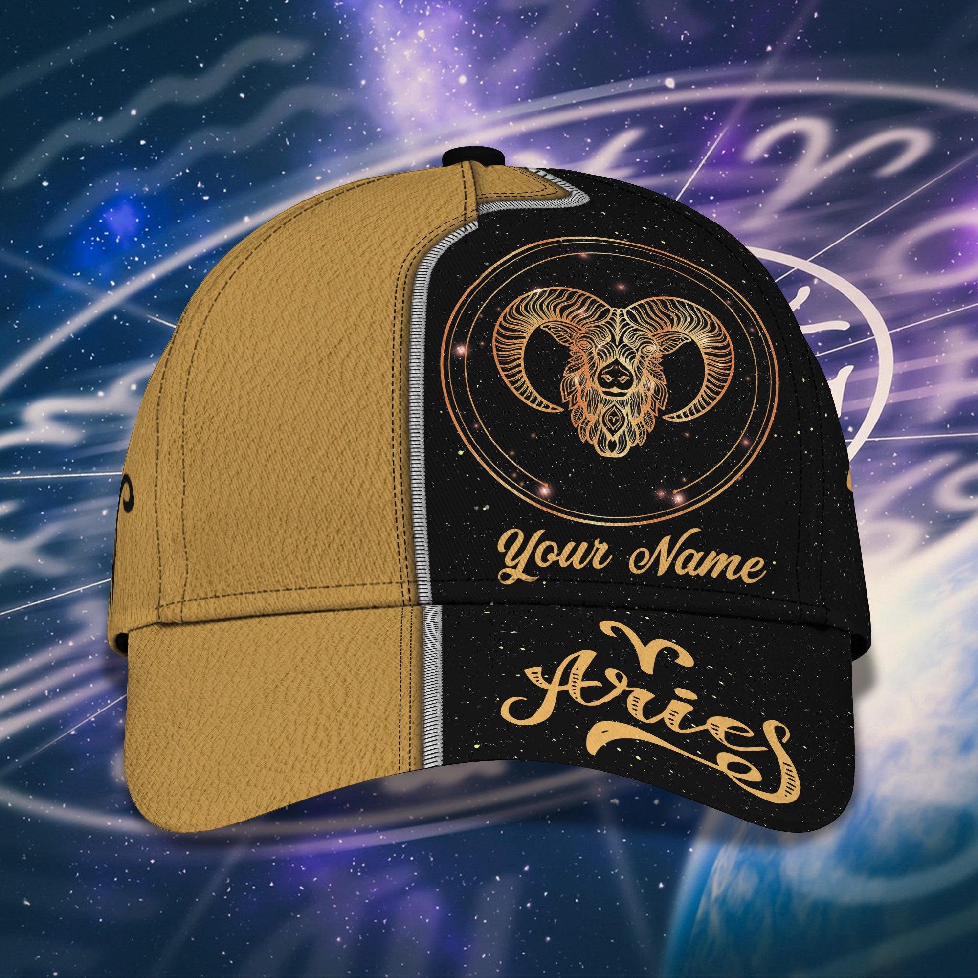 Custom Classic Cap Aries Zodiac - Personalized Name Trucker Hats Custom Hats Gifts For Men & Women