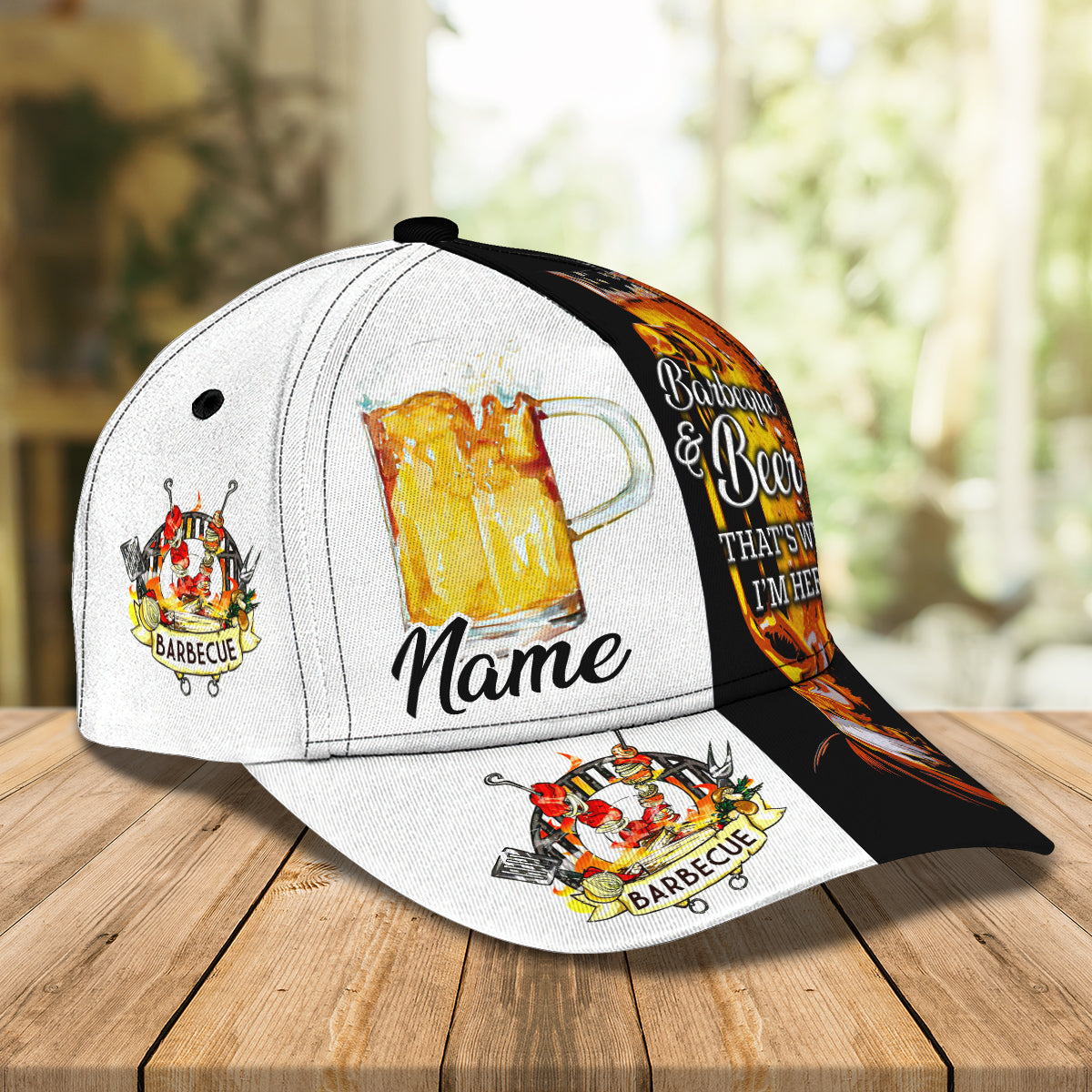 Custom Classic Cap Barbeque and Beer Cap Gift for Beer Lover - Personalized Name  Hat Trucker Hats Custom Hats Gifts For Men & Women