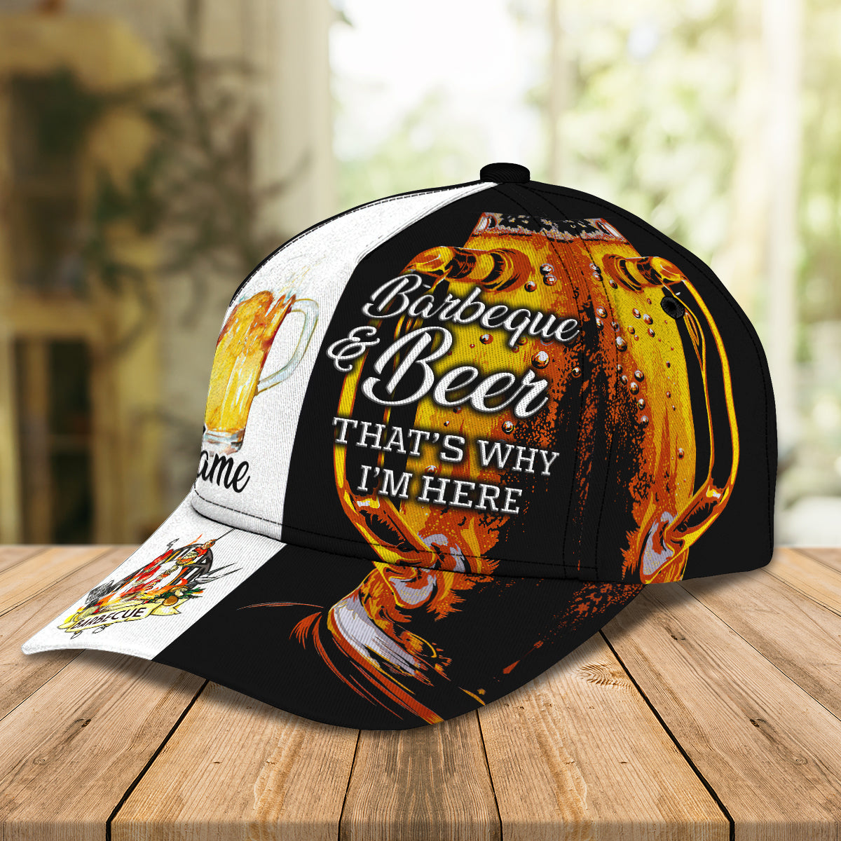 Custom Classic Cap Barbeque and Beer Cap Gift for Beer Lover - Personalized Name  Hat Trucker Hats Custom Hats Gifts For Men & Women