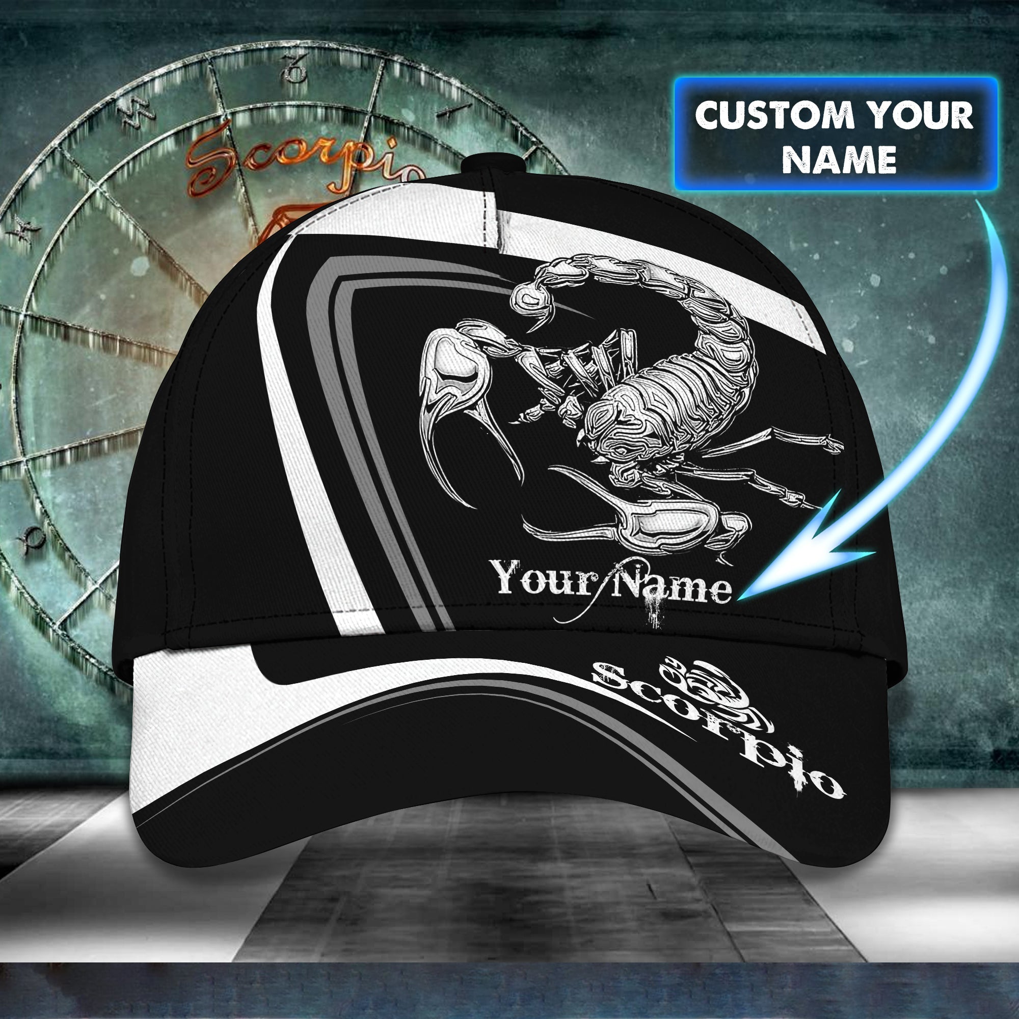 Custom Classic Cap Black Cap Scorpio Zodiac - Personalized Name Trucker Hats Custom Hats Gifts For Men & Women