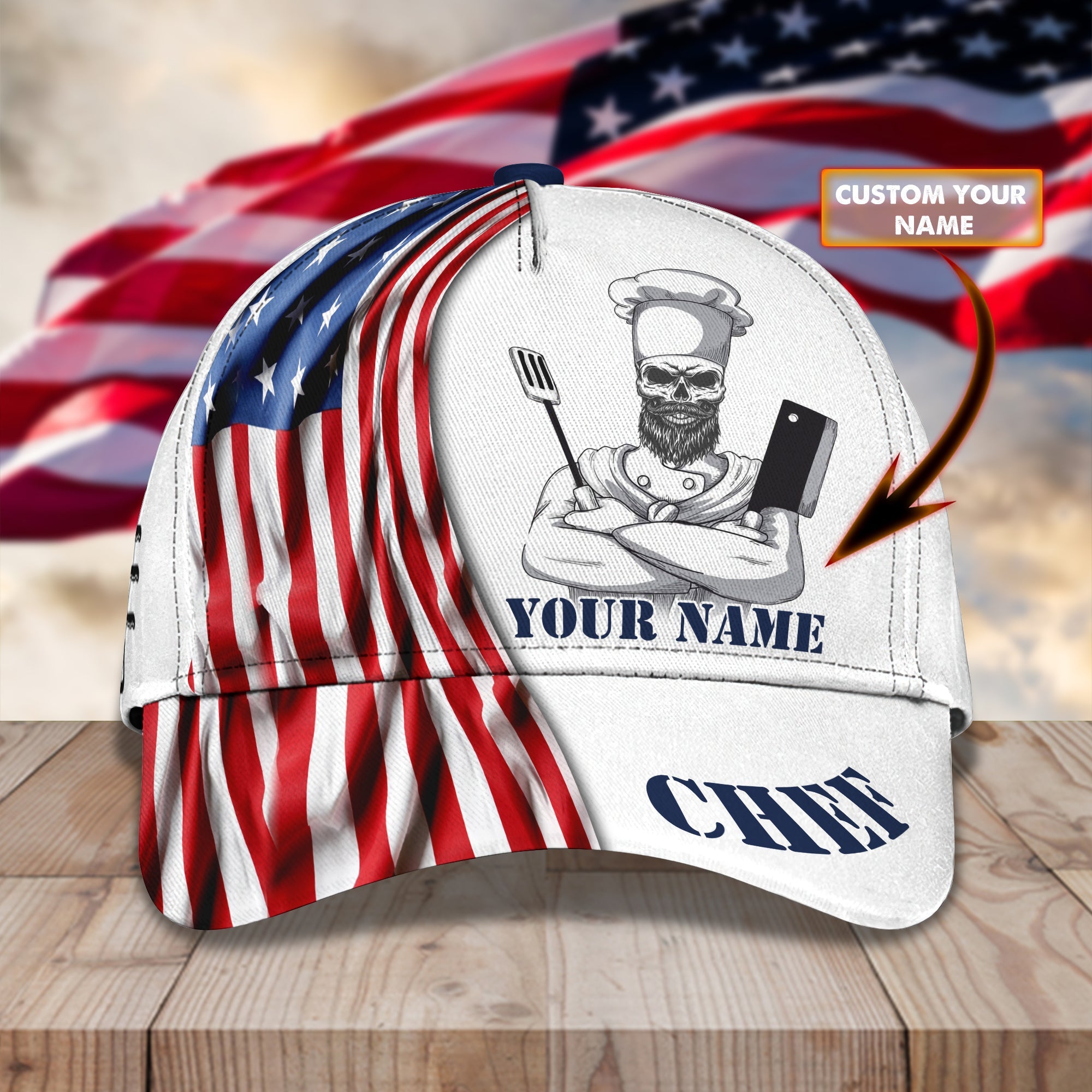 Custom Classic Cap For Chef - Personalized Name Cap For Culinary Enthusiast Trucker Hats Custom Hats Gifts For Men & Women