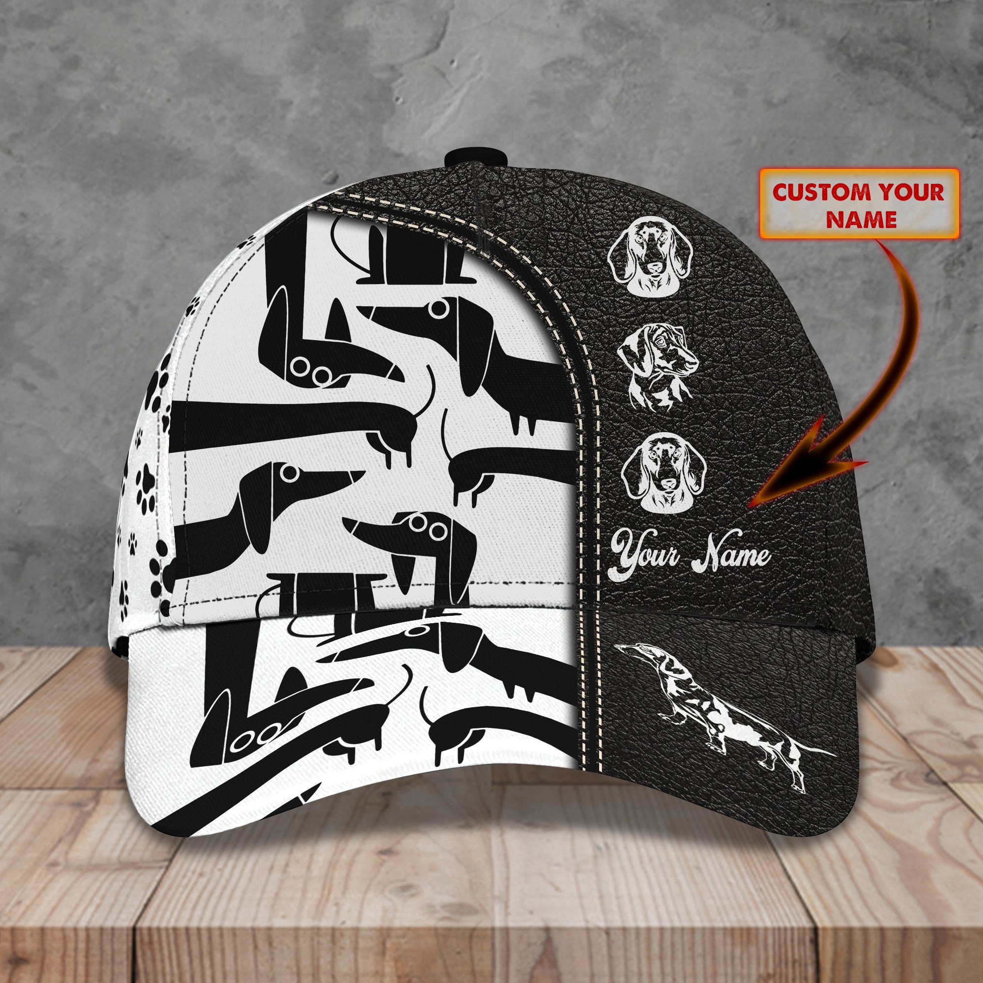 Custom Classic Cap - Personalized Dachshund Name Design Trucker Hats Custom Hats Gifts For Men & Women