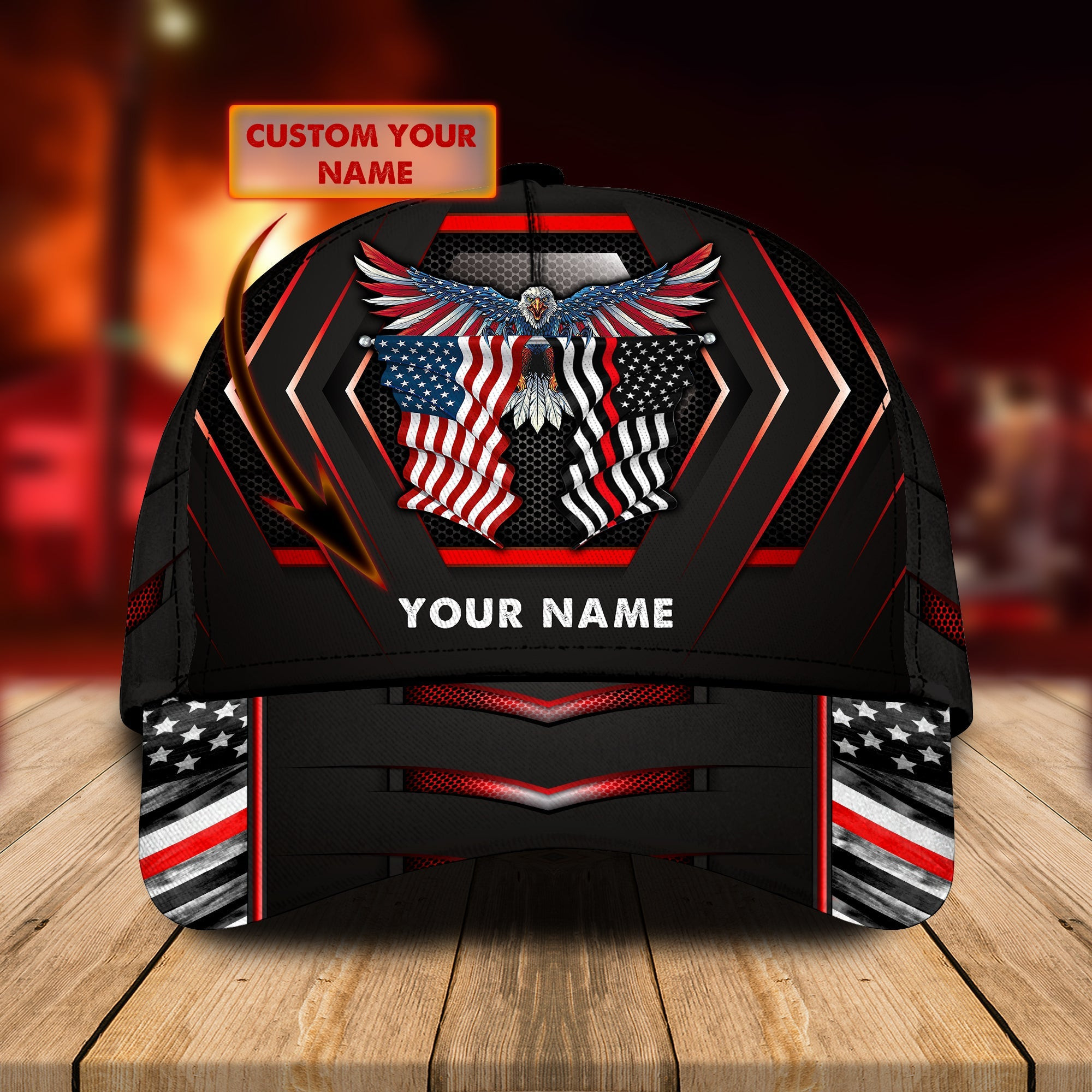 Custom Classic Cap - Personalized Firefighter Eagle Design Trucker Hats Custom Hats Gifts For Men & Women
