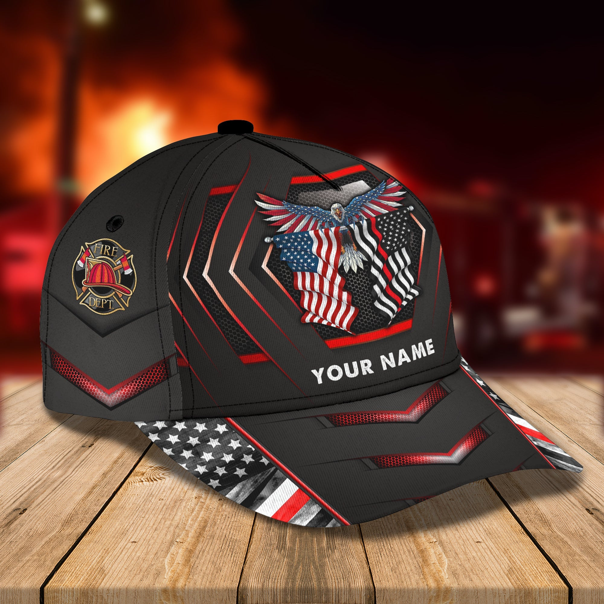 Custom Classic Cap - Personalized Firefighter Eagle Design Trucker Hats Custom Hats Gifts For Men & Women