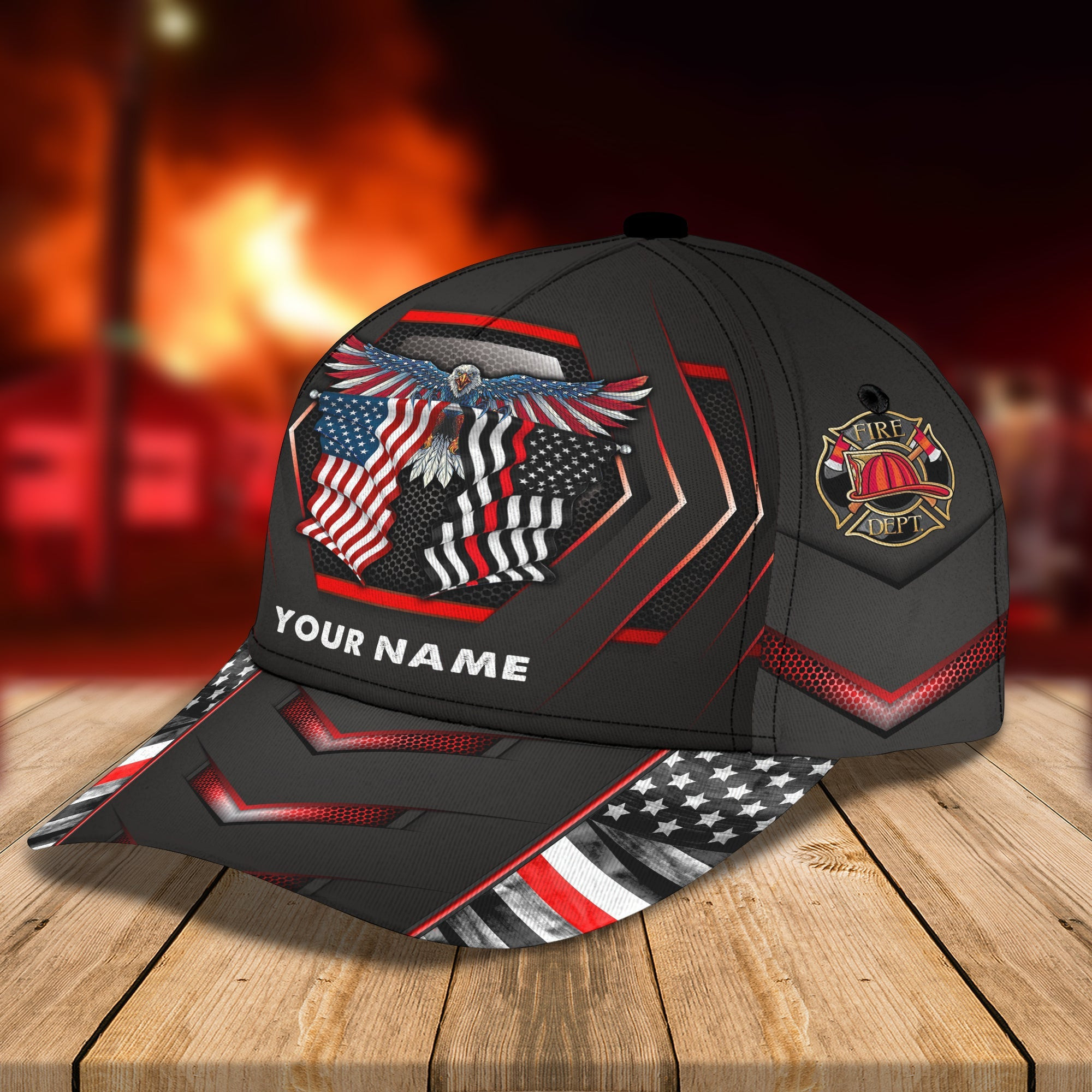 Custom Classic Cap - Personalized Firefighter Eagle Design Trucker Hats Custom Hats Gifts For Men & Women